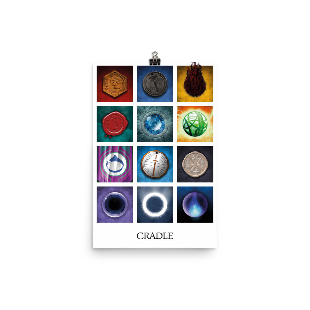 Cradle Icons (White) - 12x18 in. Poster