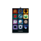 CRADLE Icons (Black) 12x18" Poster