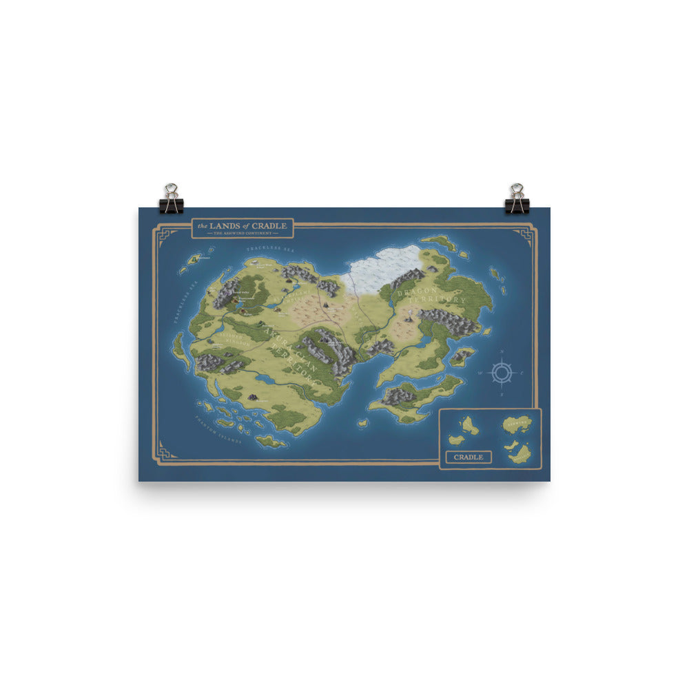 Lands of Cradle Official Map - 18x12 in. Poster
