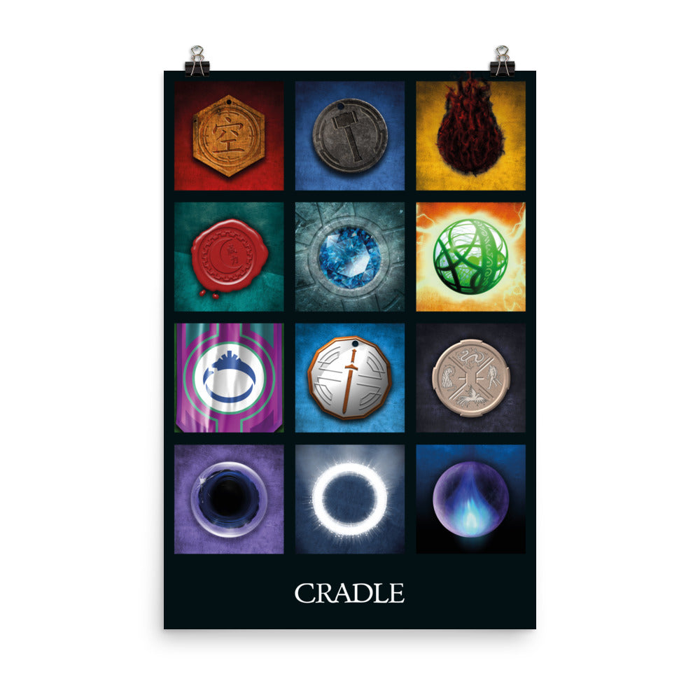 Cradle Icons (Black) - 12x18 in. Poster