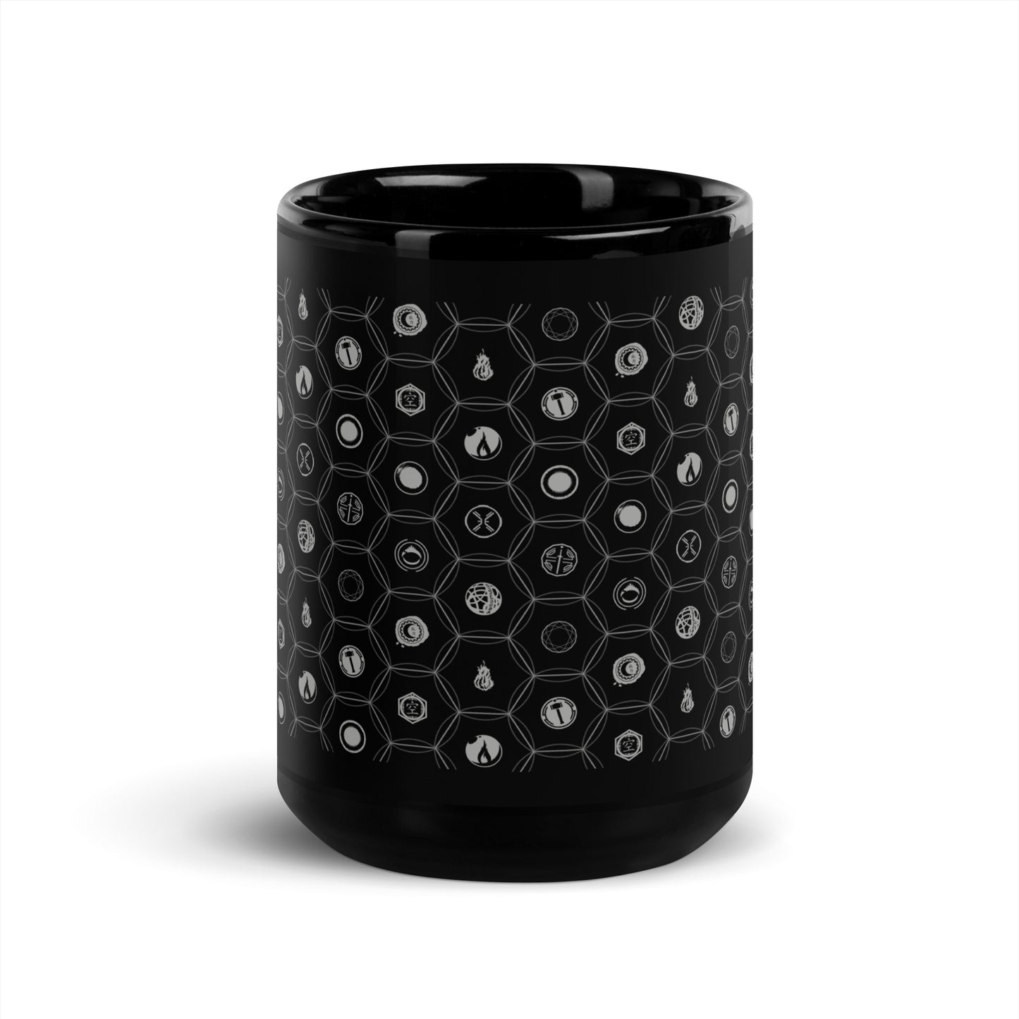 Cradle Icons (Grey on Black) - 15oz Mug