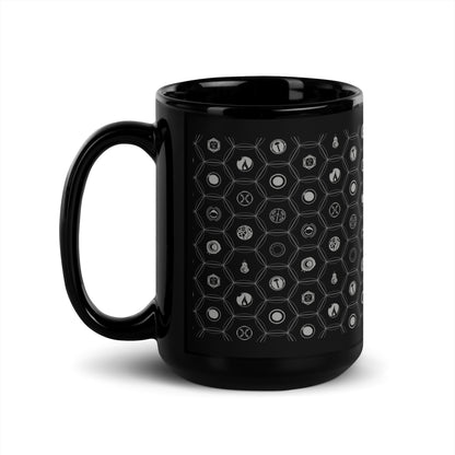 Cradle Icons (Grey on Black) - 15oz Mug