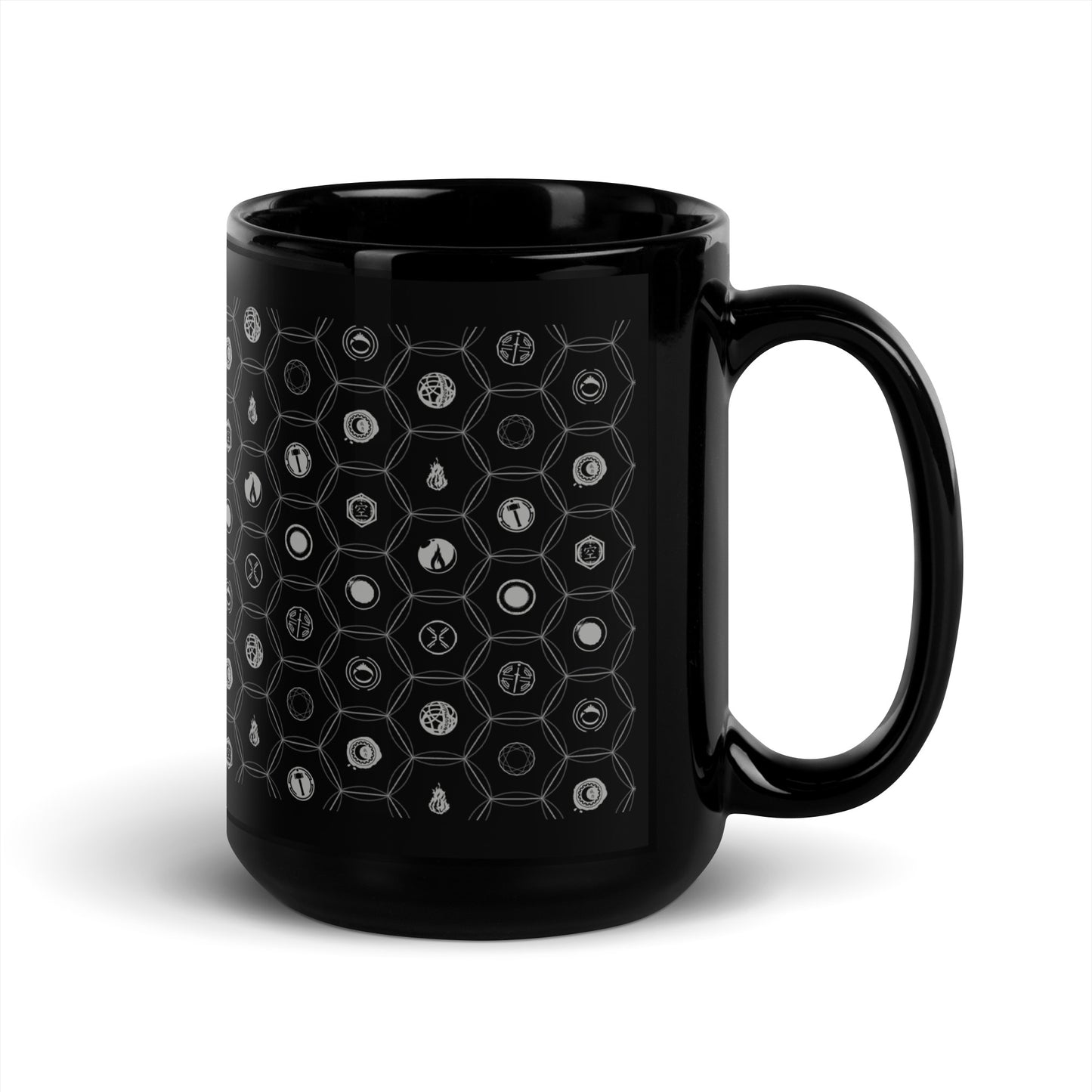 Cradle Icons (Grey on Black) - 15oz Mug